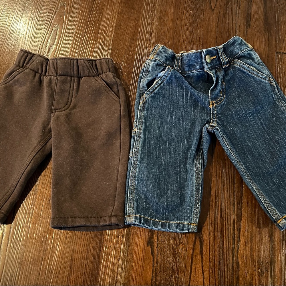 Stylish Kids Denim and Brown Pants Set